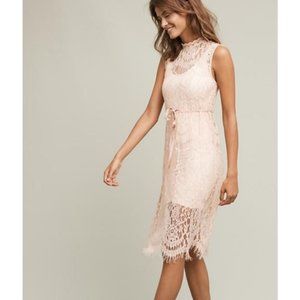 Anthropologie Lili’s Closet Rose Lace Slip Dress
